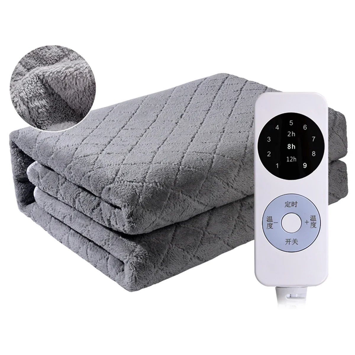 

70x150cm Grey 15-45℃ Electric Blanket 70W 220V Blanket Fast-Heating Full Body Warming 9 Temperature Settings Auto Off