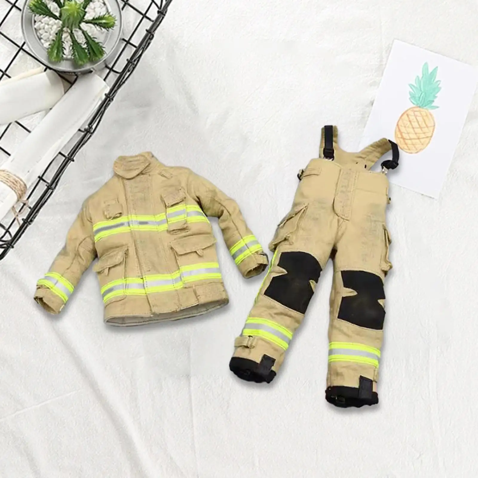 

1/6 Scale Fireman Uniforms Retro Fashion Stylish Cosplay Casual Costume Miniature Clothing for 12" Figures Doll Model Accs