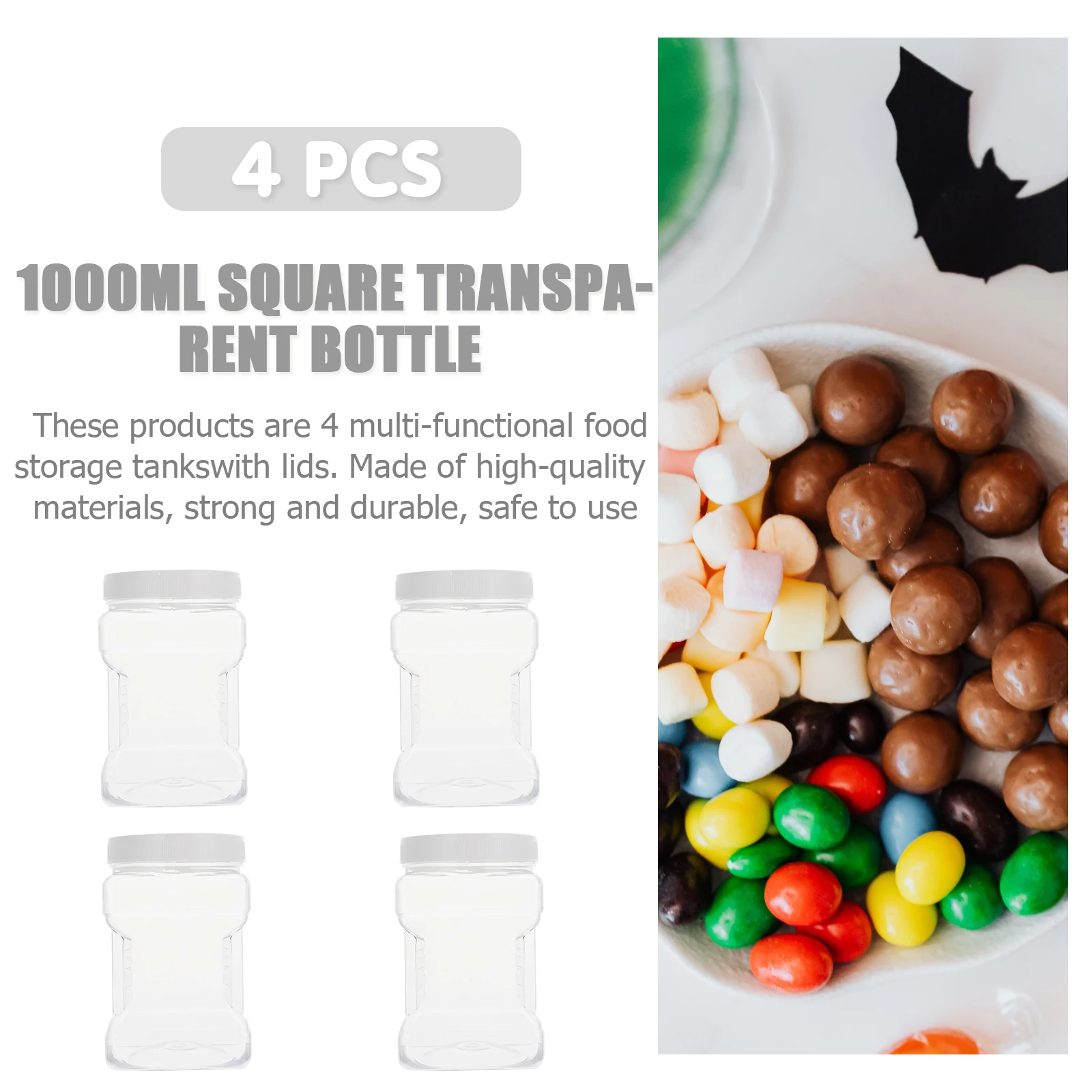 

4 Pcs PET Food Grade Bottles Large Capacity Honey Storage Containers Transparent Kitchen Plastic Jars Sealed Design