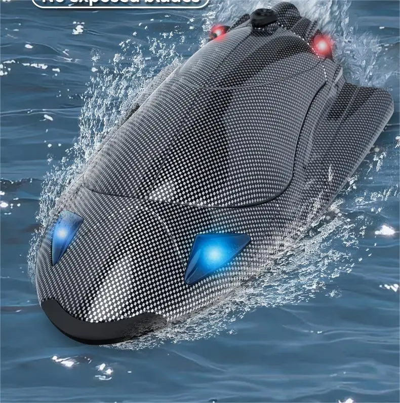 

Carbon Fiber Speedboat 2.4G Full-scale RC Boat with Lamp Capsize Reset Electric High-speed Water-cooled Turbojet Children's Toys