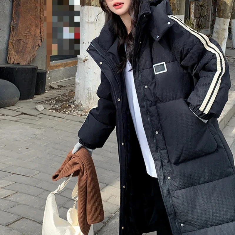 2024 New Fashionable Fresh and Sweet Hooded Loose Parkas Fashion Oversized Long Knee-Length Cotton Coat for Women Winter