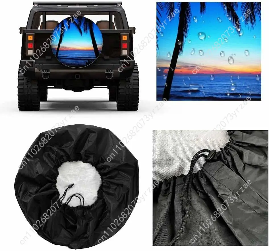 Синий закат, пляж, различные модели, чехол для запасного колеса, защита от песка и пыли, защита от ветра и дождя, прочные и прочные чехлы для шин