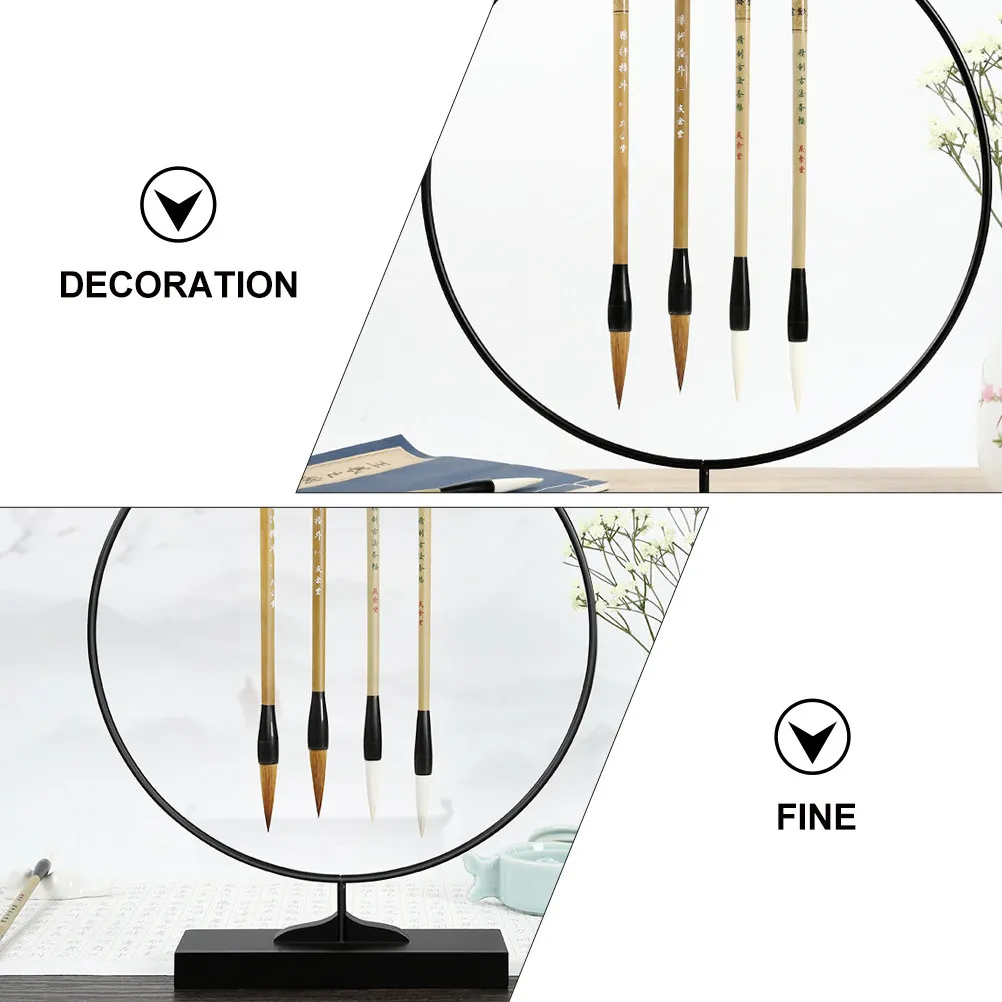 Sturdy Iron Circular Brush Pen Rack Fine Workmanship Brush Pen Storage Rack for Calligraphy Brushes Desktop Ornament Office Use