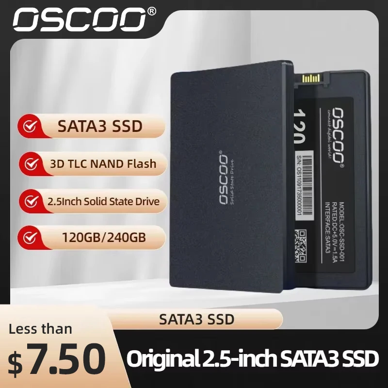 

OSCOO SSD 120GB/240GB/128GB/256GB/512GB 2.5Inch Solid State Drive 3D TLC NAND Flash SATA3 SSD For Laptop Desktop SSD Hard Disk