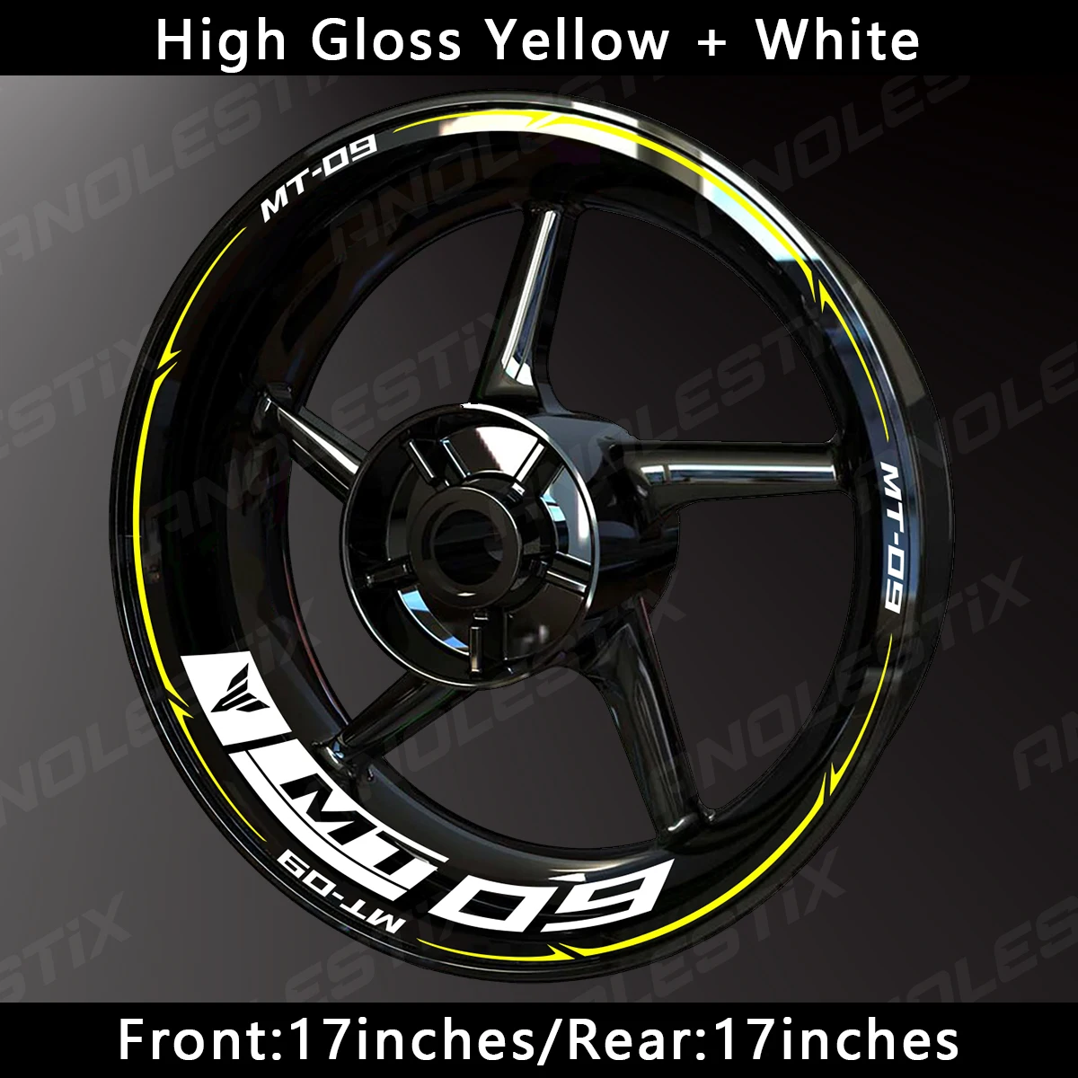 AnoleStix Reflective Motorcycle Wheel Sticker Hub Decal Rim Stripe Tape For YAMAHA MT-09 MT09