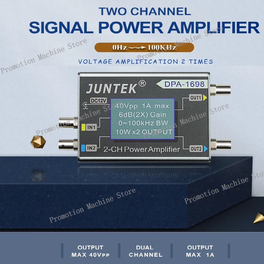 

DPA-1698 DPA1698 High Power Dual Channel Power Amplifier Bandwidth 100KHz DDS Function Signal Generator DC Power Output 40Vpp