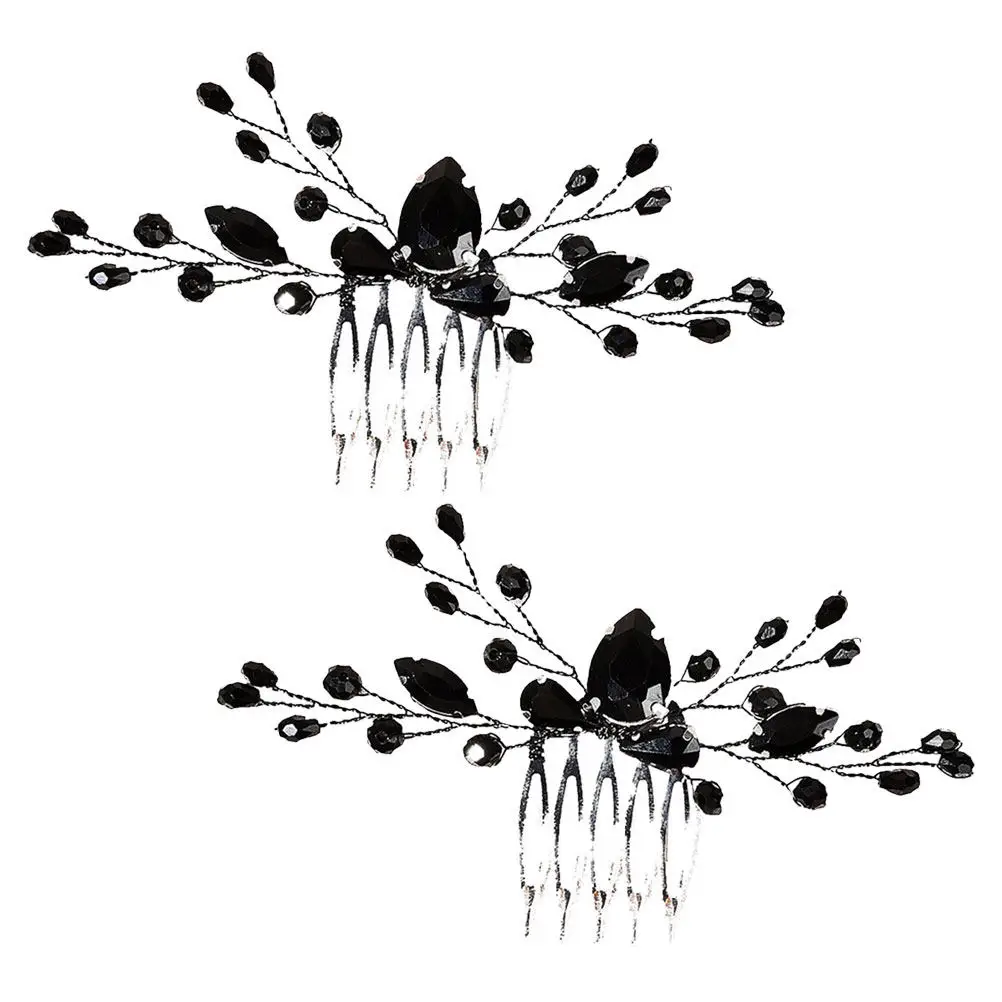

2Pcs Wedding Bridal Hair Comb Rhinestone Vintage Style Decorative Accessories Side Comb for Bride Elegant Updo Secure