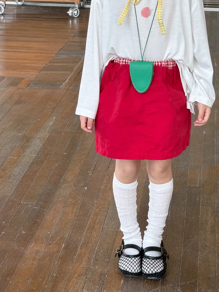 

2025 Summer New Children Skirts Cute Girls Plaid Waist Patchwork Skirt Fashion Girls Cargo Skirt Kids A-line Skirt Baby Clothes