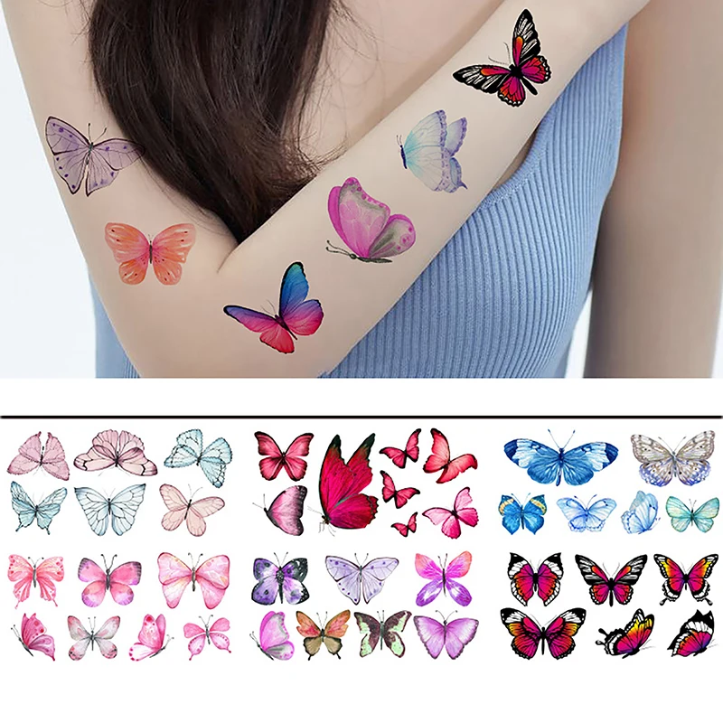 Music Festival Makeup Temporary Tattoo Sticker Waterproof Women Eyes Face Hand Body Art Glitter Fairy Butterfly Fake Tattoo