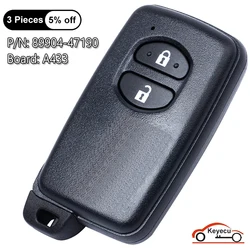 KEYECU Keyless Go 2 Button for Toyota Prius IQ 2008-2014 Smart Key ASK 433MHZ B74EA P1 98 4D67 Chip FCC ID: 89904-47190 PCB A433