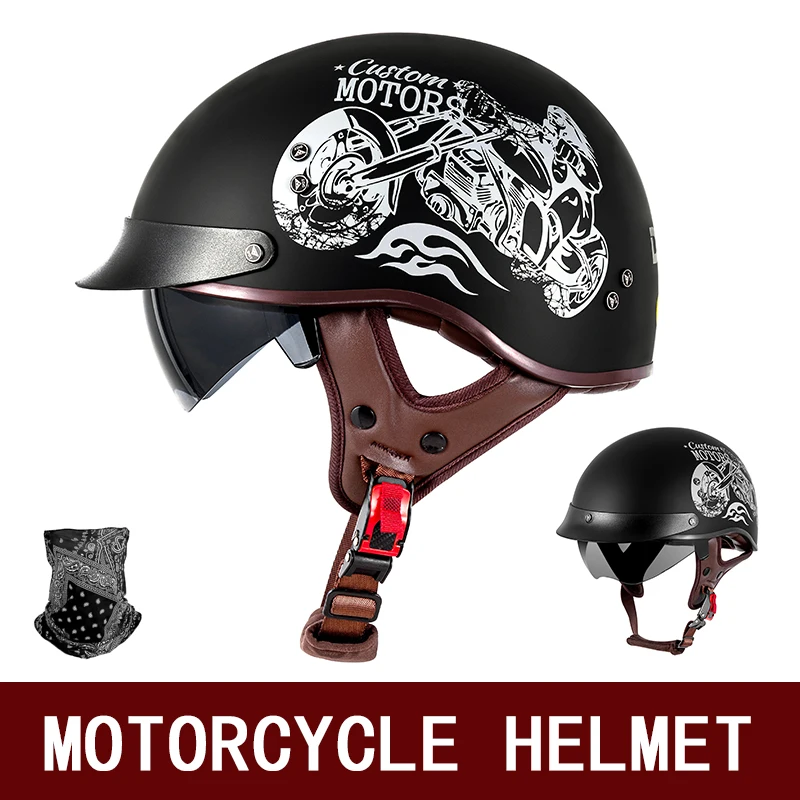 Motorcycle Helmet Cross-Country Half Helmet Protective Riding Hat Outdoor Sports Leisure Riding Retro Cruise Pedal Safety Helmet