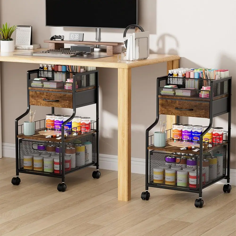 

Передвижная тележка для хранения с ящиками и регулируемыми разделителями - многофункциональная тележка для дома, офиса и мастерских