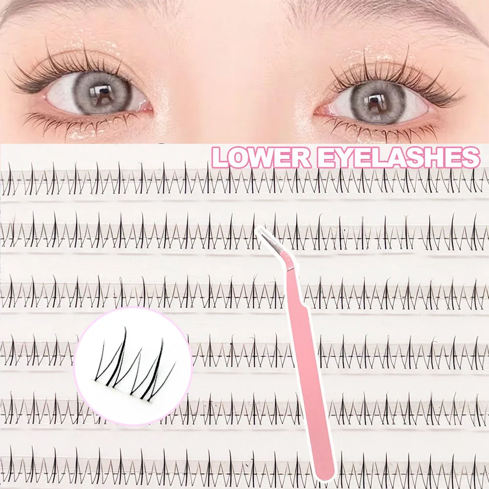 120 clusters of small flame-like lower lashes  trendy girl group style  includes tweezers  atmospheric feel lower lashes