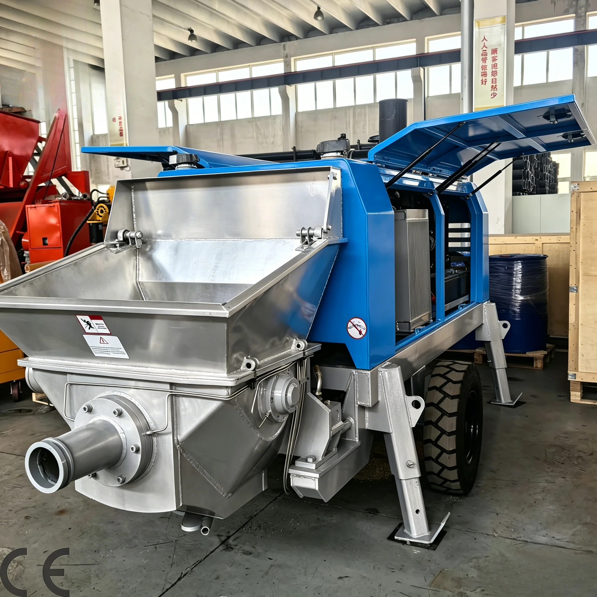 High Reliability and Durability Trailer Concrete Pump Intelligent Remote Control Concrete Pump Concrete Pump Stationary Custom