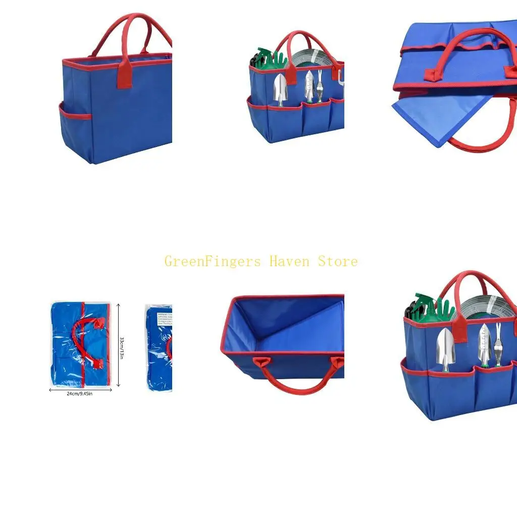 f68d-布製ガーデンツールバッグ、複数のポケット付き、大型収納オーガナイザー