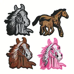 Embroidered Horse Bronco Badge Mustang Pony Appliques Patches Pink horse Iron On Embroidered Patches for Clothing Backpack