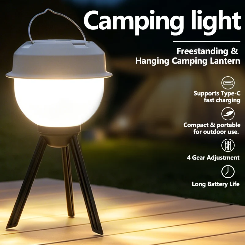 New Charging Outdoor Camping Light ABS Large Floodlight Camping Light Mini Light Hook Design LED Electric