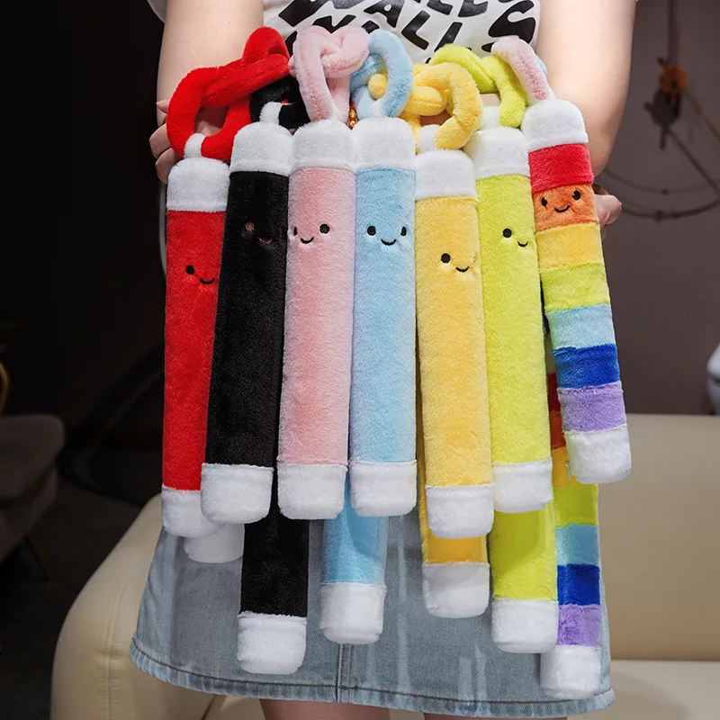 Kawaii Nunchucks Plush Toys Cute Smiley Face Colorful Double Stick Plush Doll Novelty Home Decor Toys Creative Surprise Gift