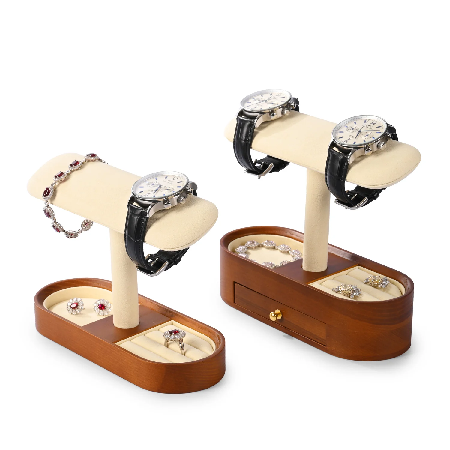 Oirlv Wooden Watch Holder Black T-Shaped Jewelry Stand For Ring Earrings Bracelet Bangle Watch Display Wood T-Bar Jewelry Stand