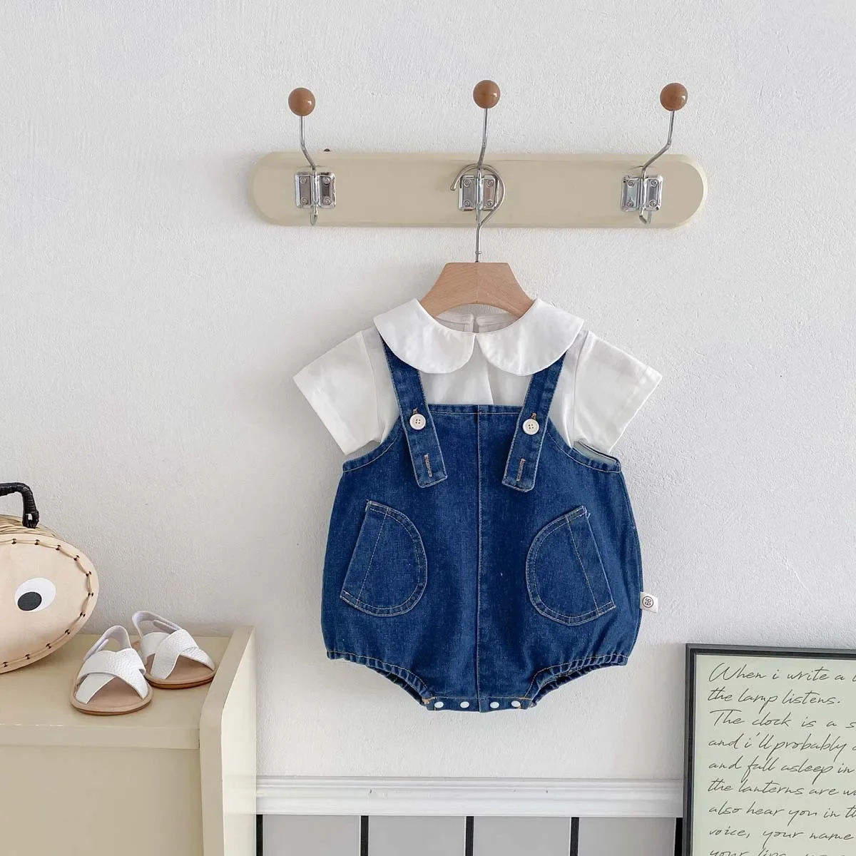 Boys and Girls Overalls Summer Style Baby Denim Bag Fart Jacket Solid Color Sleeveless Baby Pocket Outdoor Jumpsuit