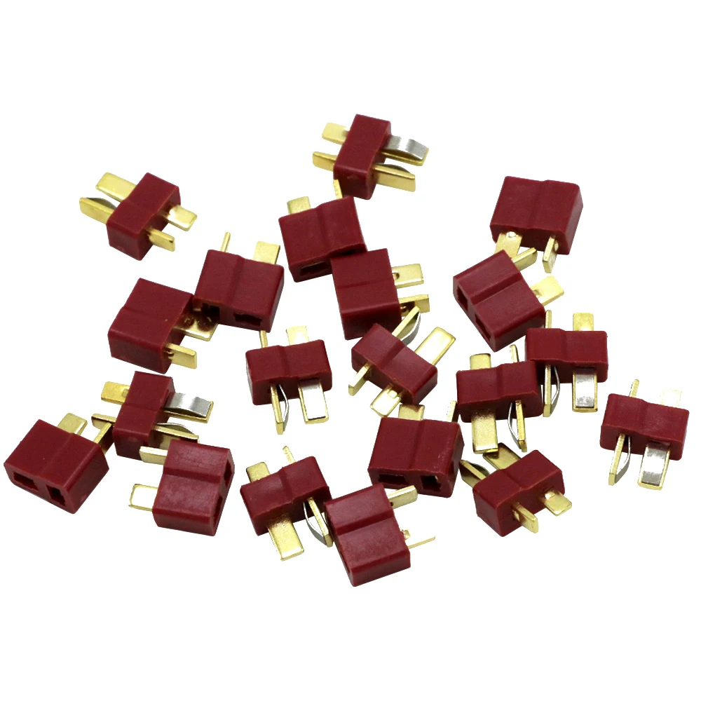 

20pcs/lot T Plug Deans Connectors Male & Female DC 500V 25-50A For RC Hobby Helicopter Lipo Battery DIY Accessories Wholesale