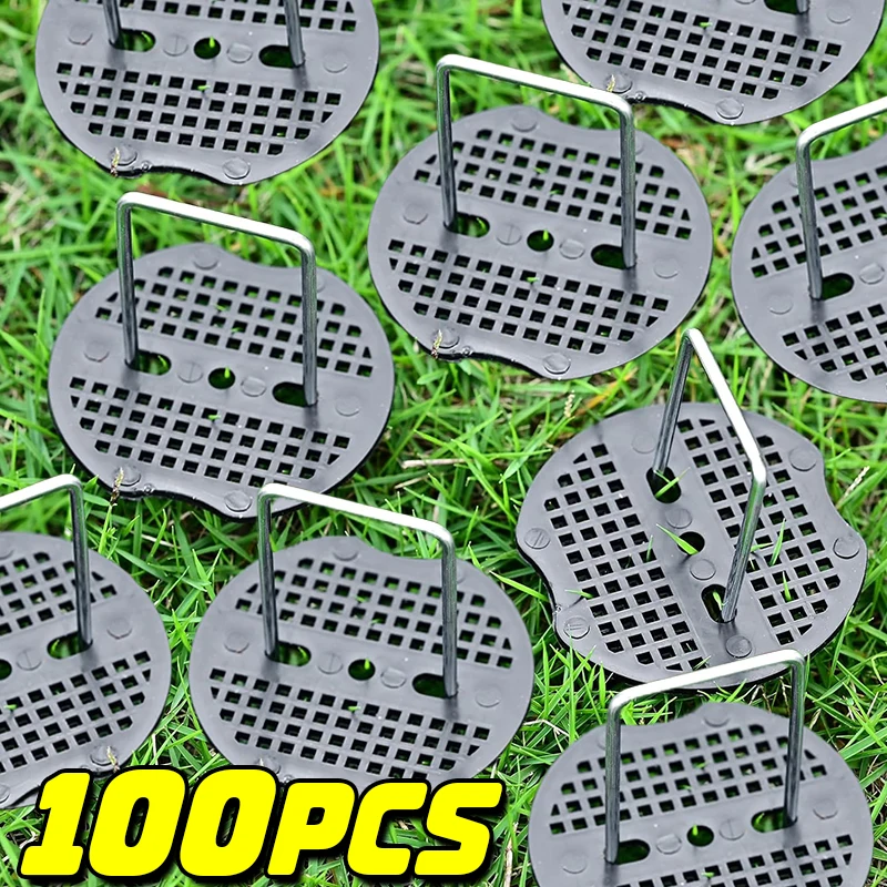 دبابيس مجلفنة شديدة التحمل من النوع U مع جوانات، دبابيس مناظر طبيعية، أوتاد حديقة، أوتاد سياج سبايك، أوتاد تأمين خيمة العشب #1