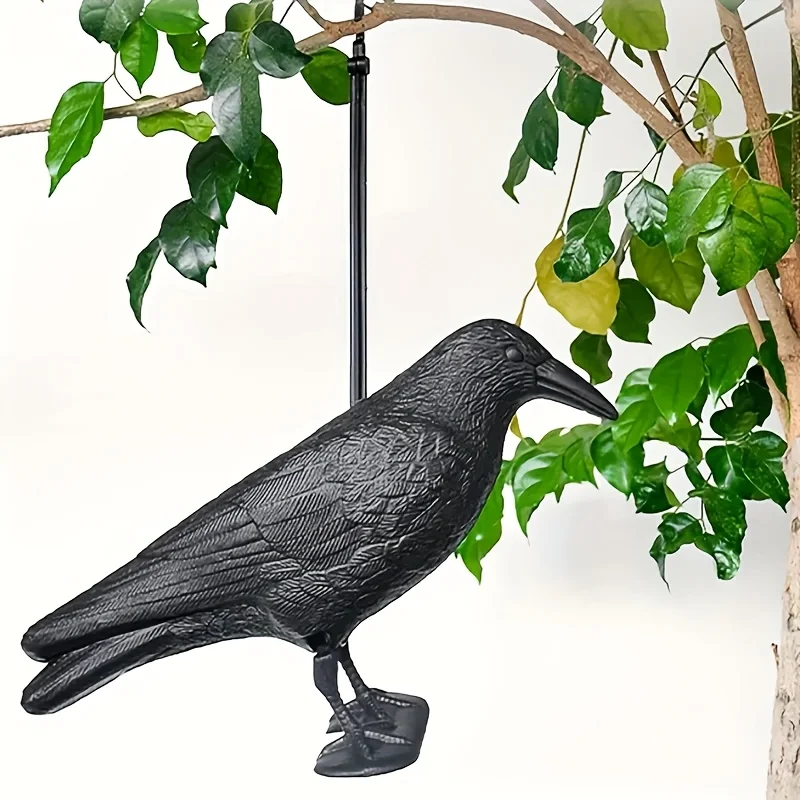 قطعة واحدة من شرك الغراب ثلاثي الأبعاد نابض بالحياة - تمثال الغراب الداخلي/الخارجي متعدد الاستخدامات للحديقة والفناء وديكور المنزل، محاكاة ثلاثية الأبعاد