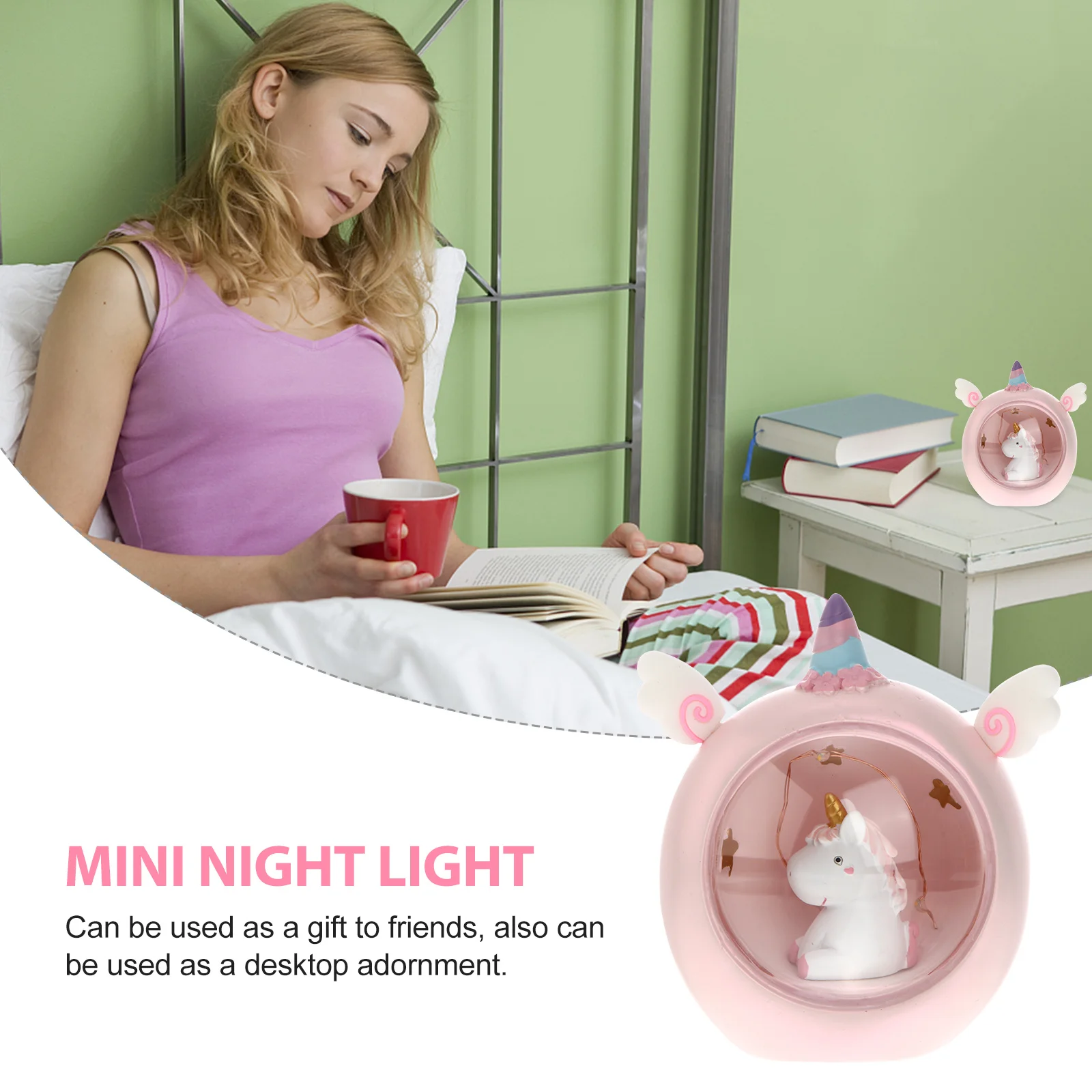 

Mini Night Light Pink Resin Craft Lamp Creative Table Light for Room Decor Gift for Friends Compact Design