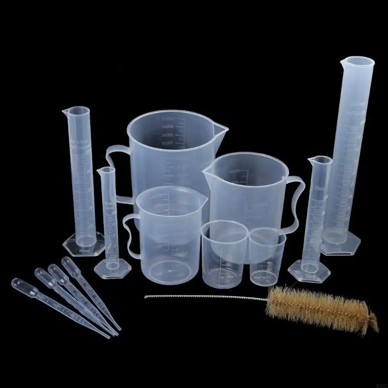 11Pcs 10ml-100ml Cylinders with 50ml-1000ml Beakers and Pipettes Dropper, Brush