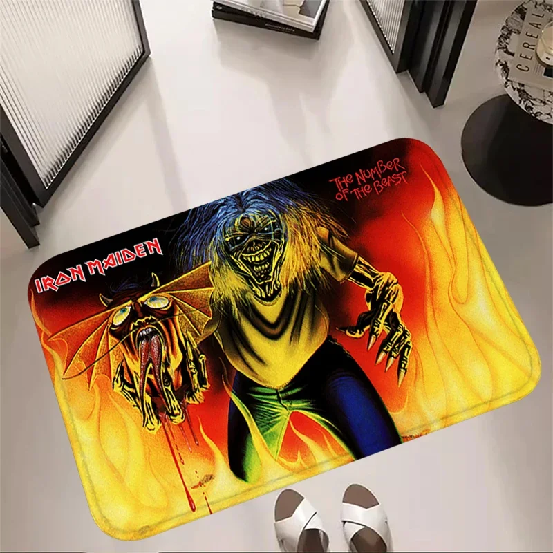 Bedside Carpets Foot Heavy Metal Band Entrance Doormat Kawaii Rug Floor Mat Anti Slip Home Kitchen Hallway Foot Rug Room Decor