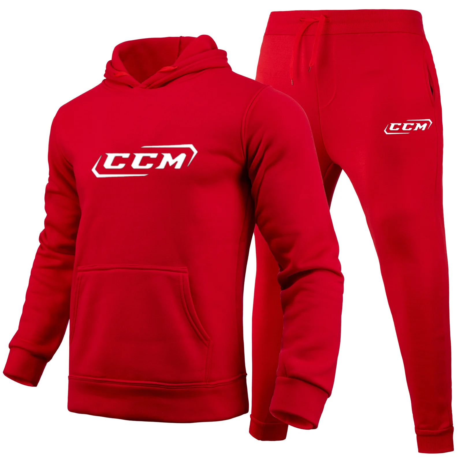 Chándal informal de 2 piezas para hombre, Conjunto de sudadera con capucha y pantalones de chándal con estampado CCM, ropa depor