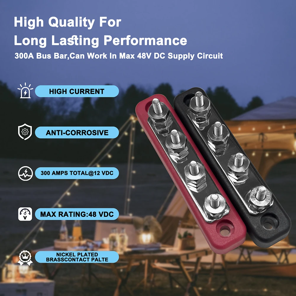 

12V-48V Bus Bar Bus Bar Electrical System Protection Multiple Connection Points Rust Resistance Strong Conductivity Tinned Brass