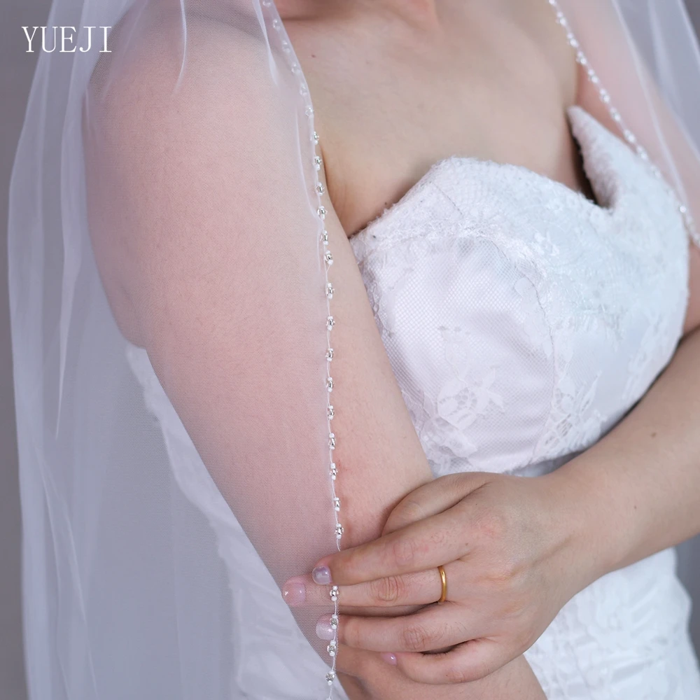 

YUEJI Simple Crystal Edge Single Bridal Veil Bridal Wedding Accessory Velos De Novia 2024 Brillante YJ189