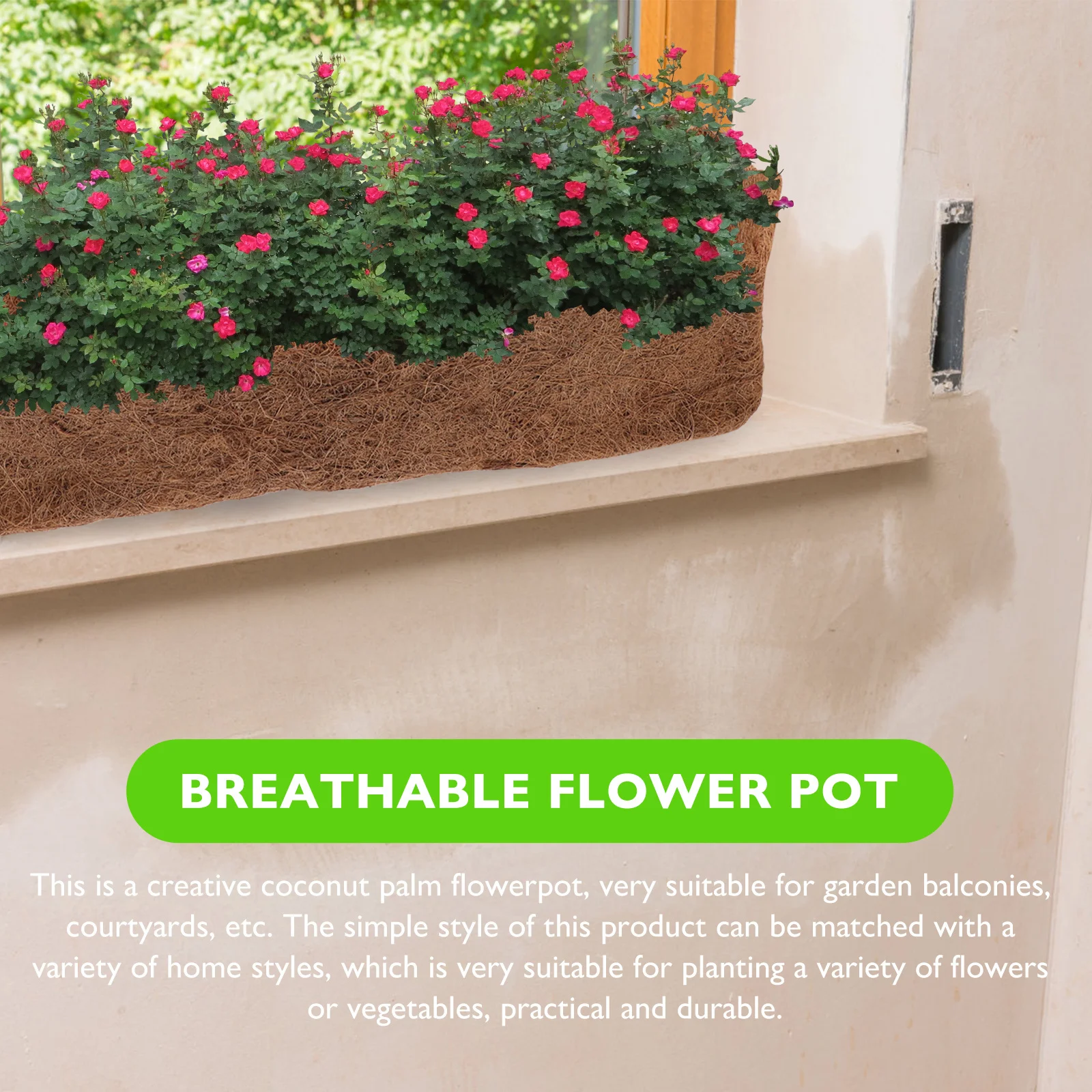 

2Pcs Coconut Palm Plant Pot Creative Breathable Flower Planter for Garden Balcony Yard Vegetables Planting Basin Environmental