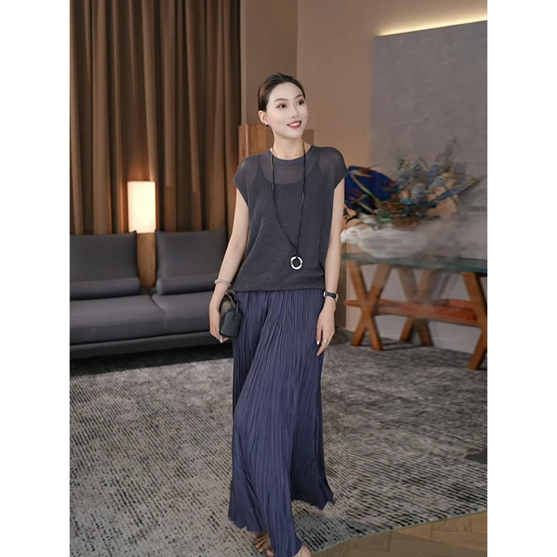 

Легкая летняя плиссированная юбка миди Zo Zo Home Q70995P с итальянской текстурой, А-силуэт, с высокой талией и эластичным поясом