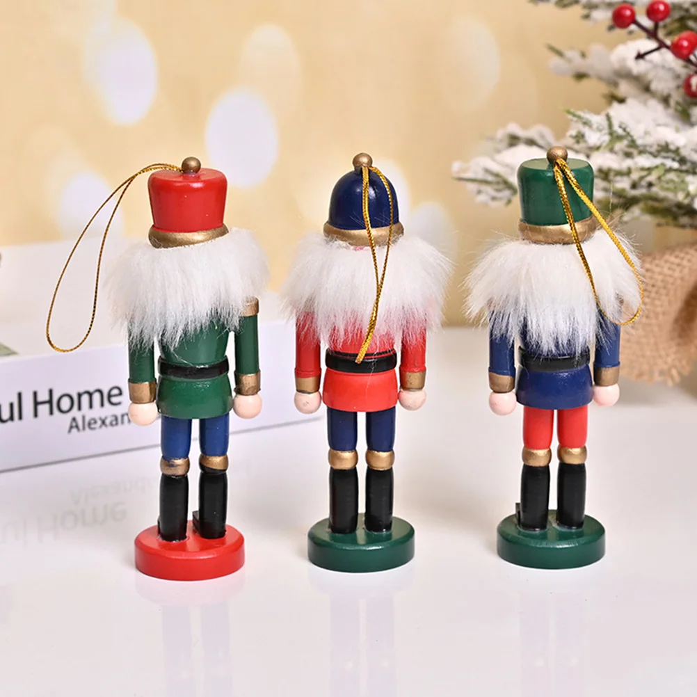 

3pcs Xmas Nutcracker Puppet Pendants Wooden Hanging Christmas Ornaments Reusable Tree Decor Party Supplies For Home Decoration