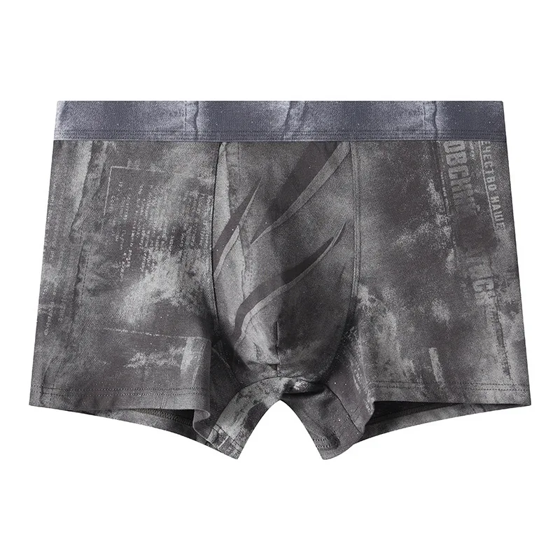 Boxers For Men Cotton Denim Printed Vintage Underwear Trunks Soft Breathable U Convex Pouch Panties Calzoncillos Hombre