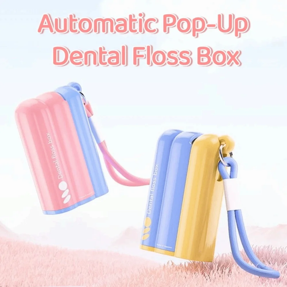 Creativity Automatic Pop Dental Floss Box Press-on Dustproof Mini Teeth Stick Case Reusable Refillable Floss Stick Organizer