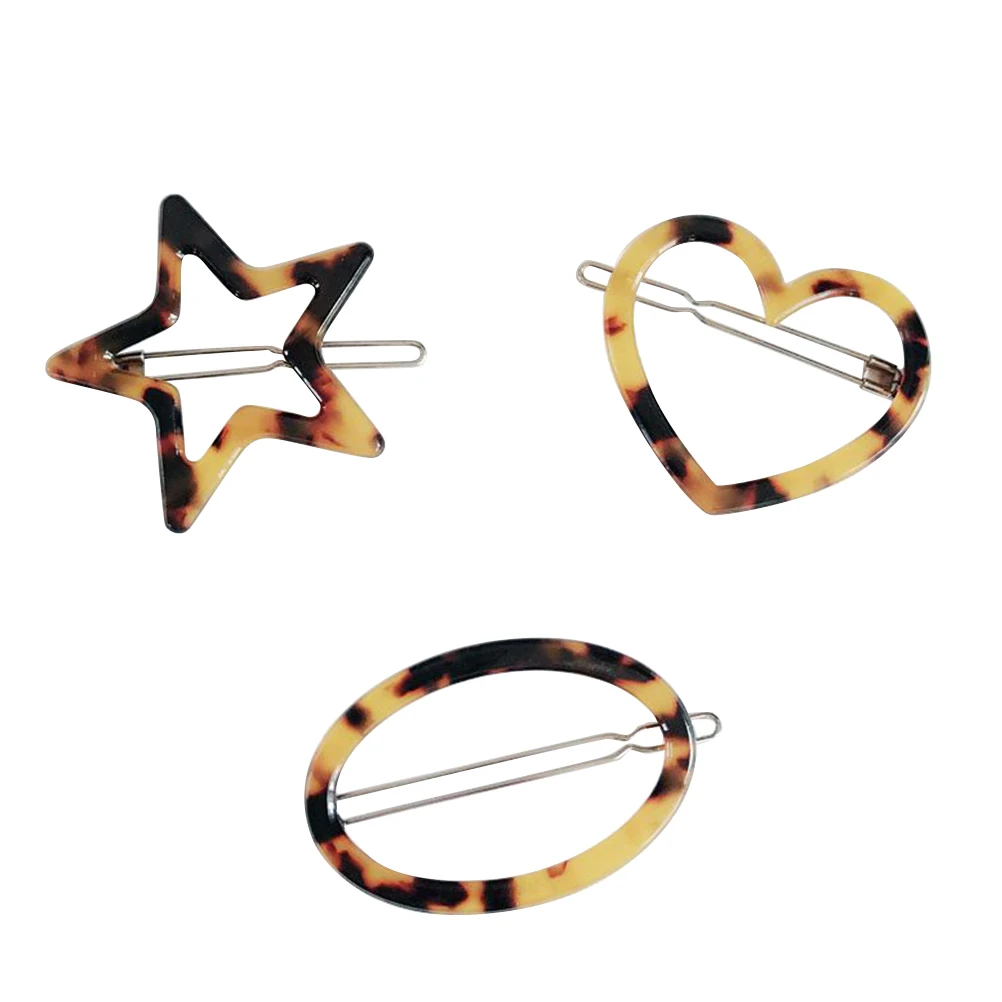 

3pcs Leopard Style Hairpins Resin Hair Clips Fashion Shape Barrette Headdress for Woman Lady (Random Pattern)