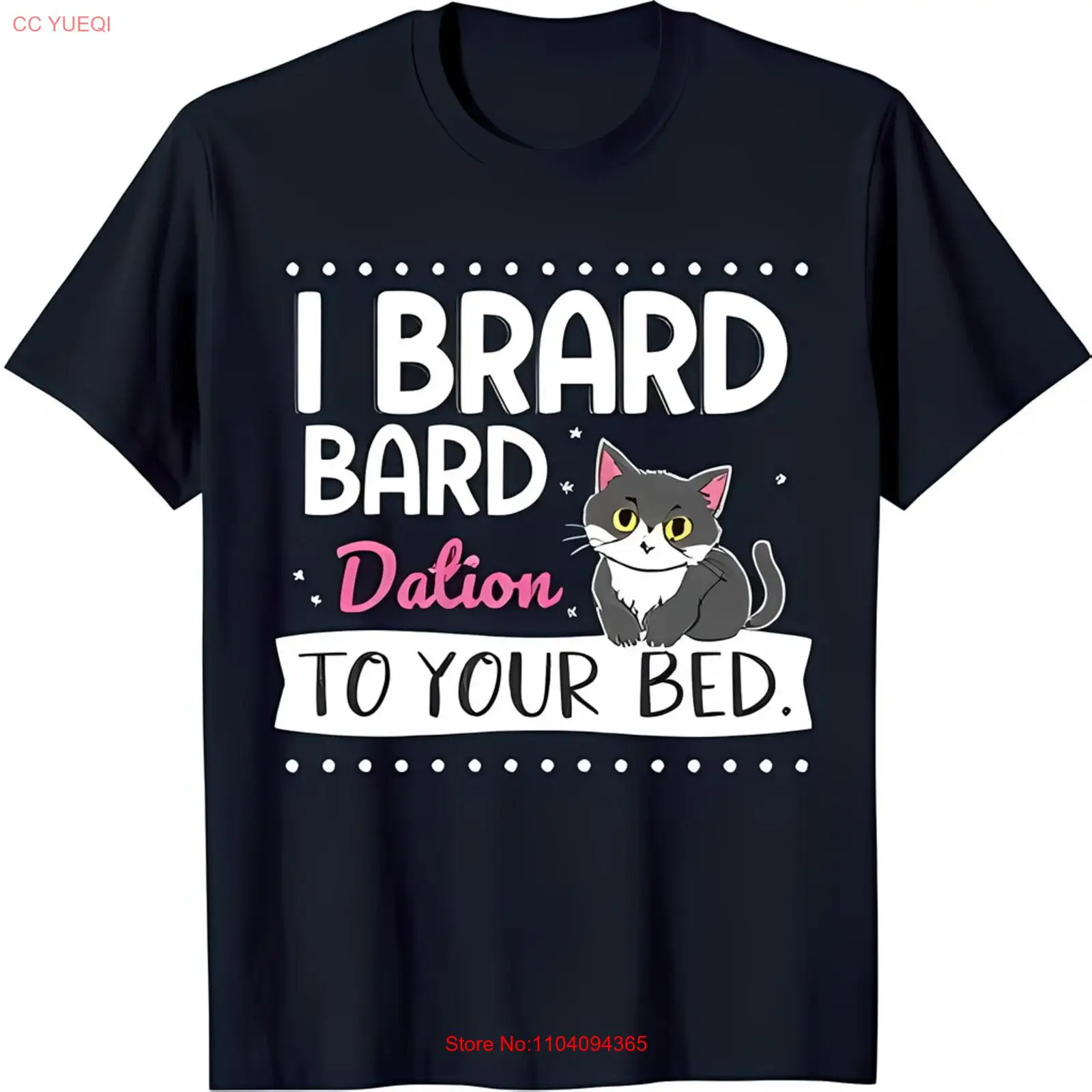 تي شيرت أسود مرح مع نص جريء 'I BRARD BARD TO YOUR BED' #1