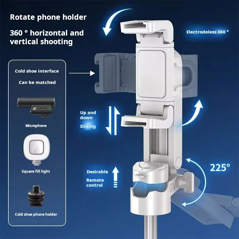 Ultra Compact Selfie Stick,Travel Portable Tripod 360° Rotation Phone Holder,Bluetooth Remote,Anti-Shock, for Vlog/Photography​