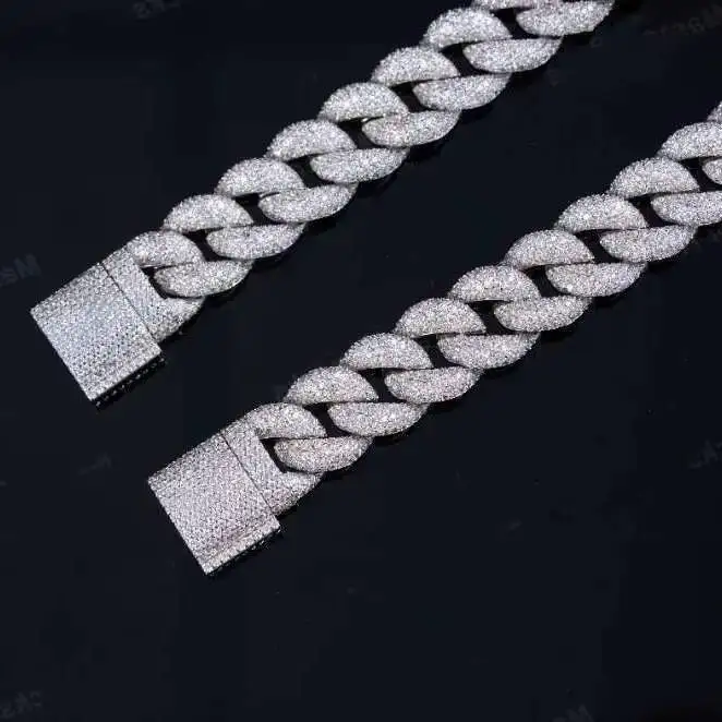 

Moissanite Chain 925 Sterling Silver Moissanite Cuban Bracelet Gold Plated 16mm Iced Out Moissanite Cuban Chain