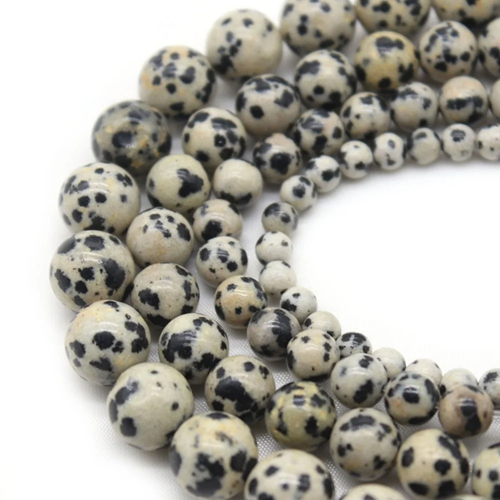 Natural Stone Dalmation Jasper Round Loose Bead 6 8MM Pick Size Beads Needlework DIY For Jewelry Making Accessories