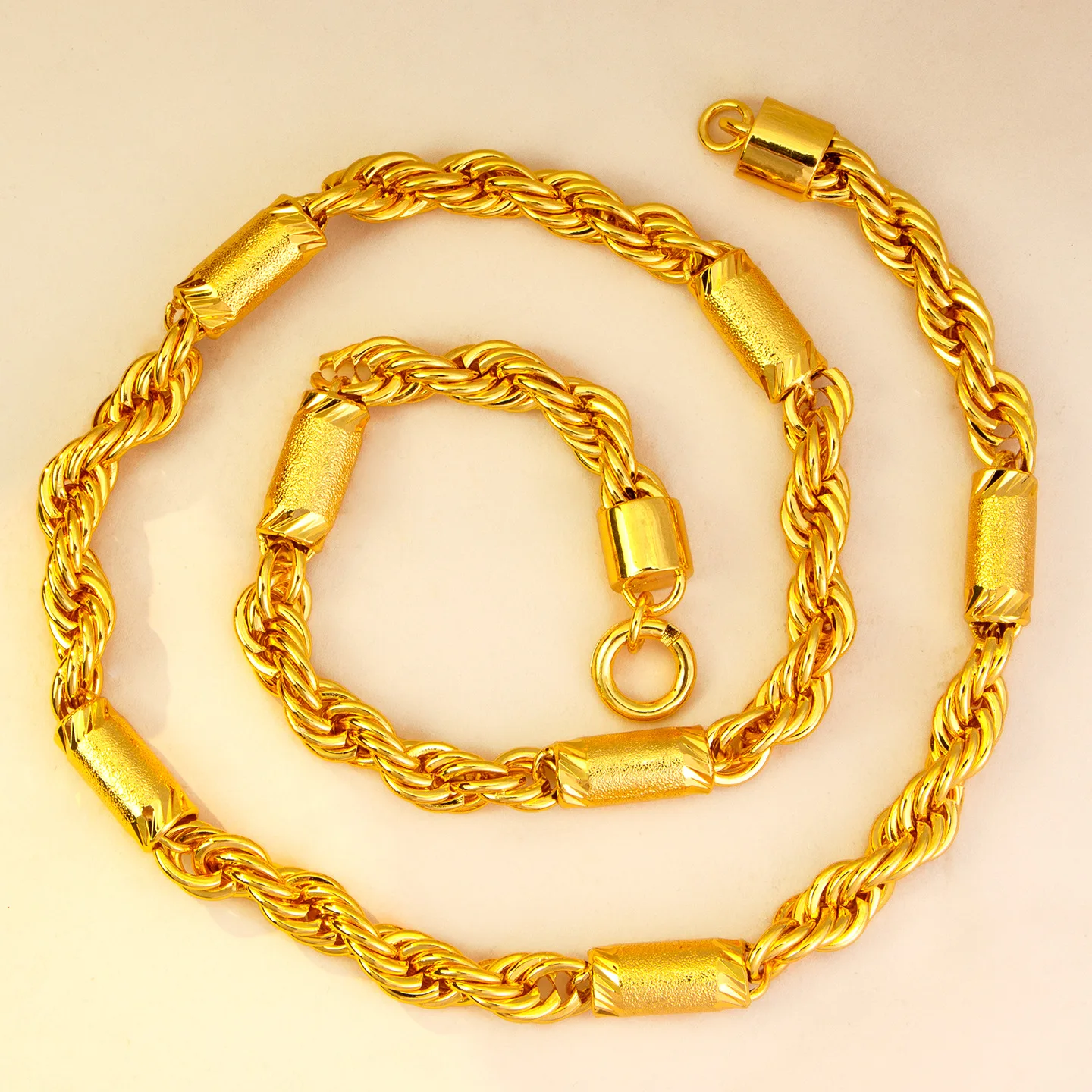 

Роскошное ожерелье из чистого золота 24K 9999 пробы, 10 мм, с витой цепочкой, мужская модная цепочка-тросик.