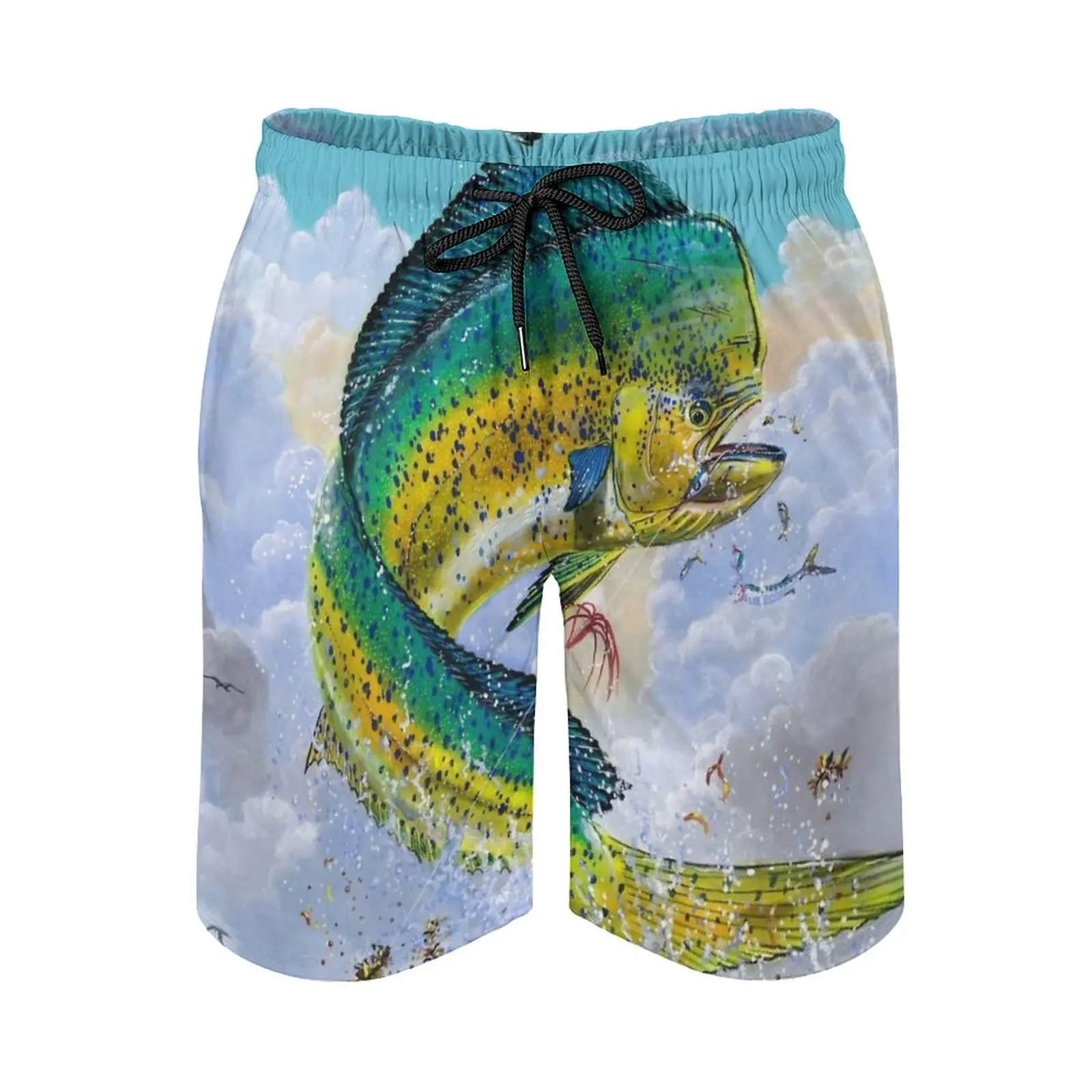 Mahi Hook Up Men's Beach Shorts Board Shorts Bermuda Surfing Swim Shorts Mahi Mahi Mahi Fish Seafood Sportfishing Gamefish