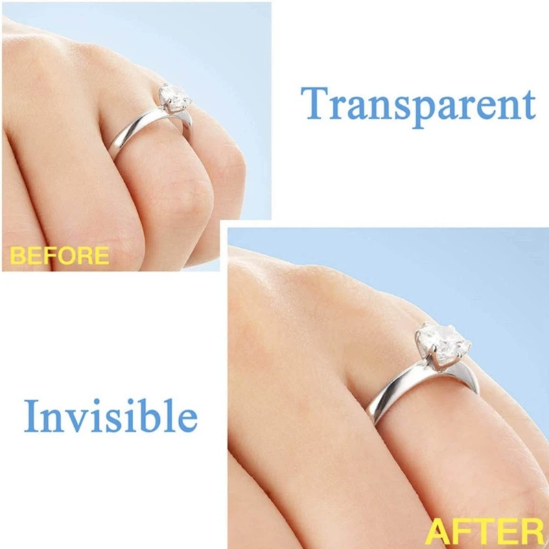 

1 Set Invisible Clips Guard Ring Sizer Invisible Ring Size Adjusters with Ring Pads Fit for Man and Woman Loose Rings