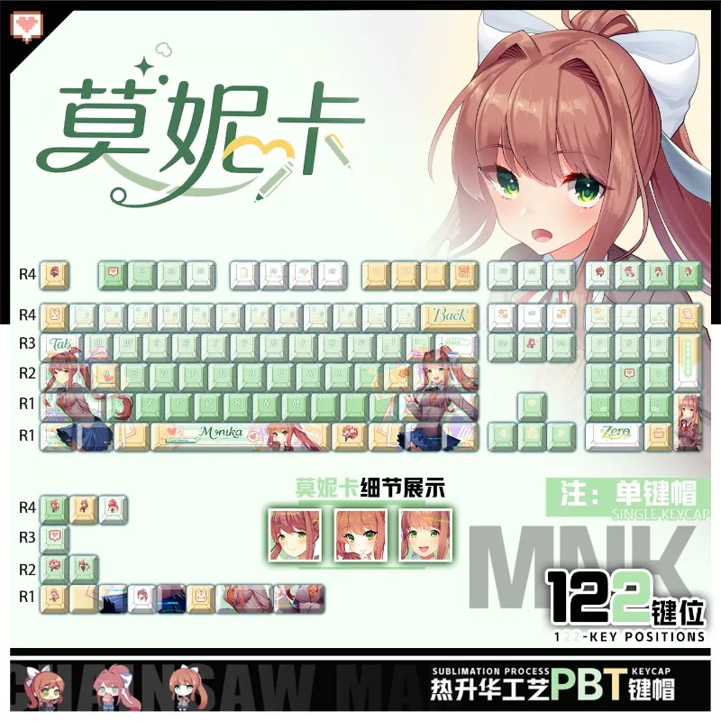 Original Monica Themed Anime Keycap Mechanical Keyboard PBT Custom Keycap PC Gaming Keyboard Accessories Cartoon Gift Collection