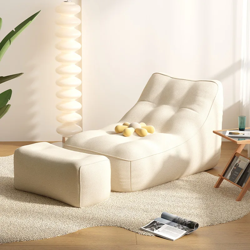 

Caterpillar sofa living room single small apartment simple modern tofu block lazy sofa simple rental room cream