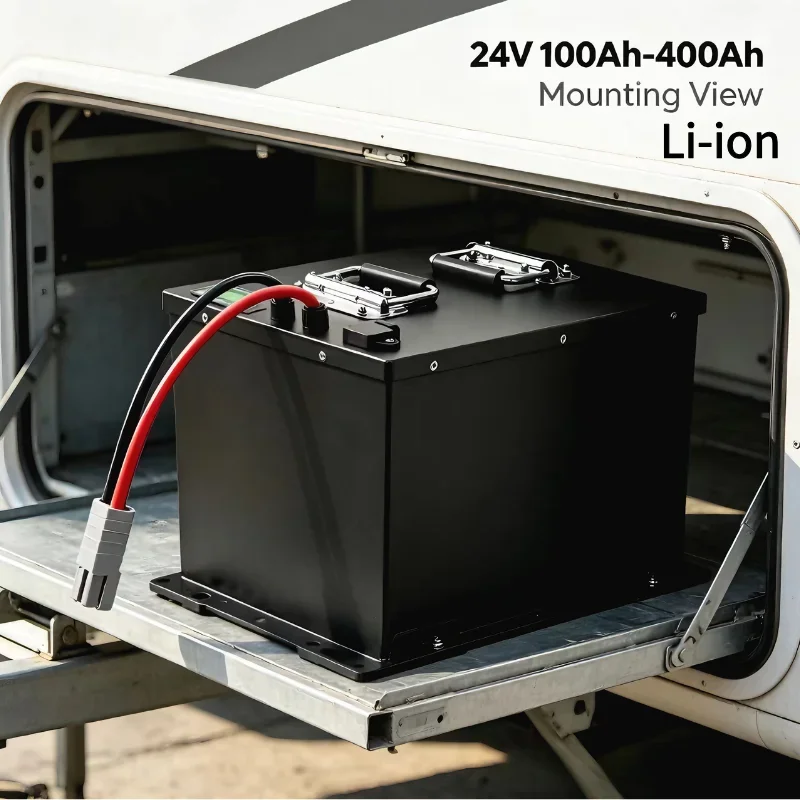 24V Lithium Iron Phosphate Battery 100Ah to 400Ah With Integrated BMS, Rechargeable Power Battery for RV, Solar System, Camping