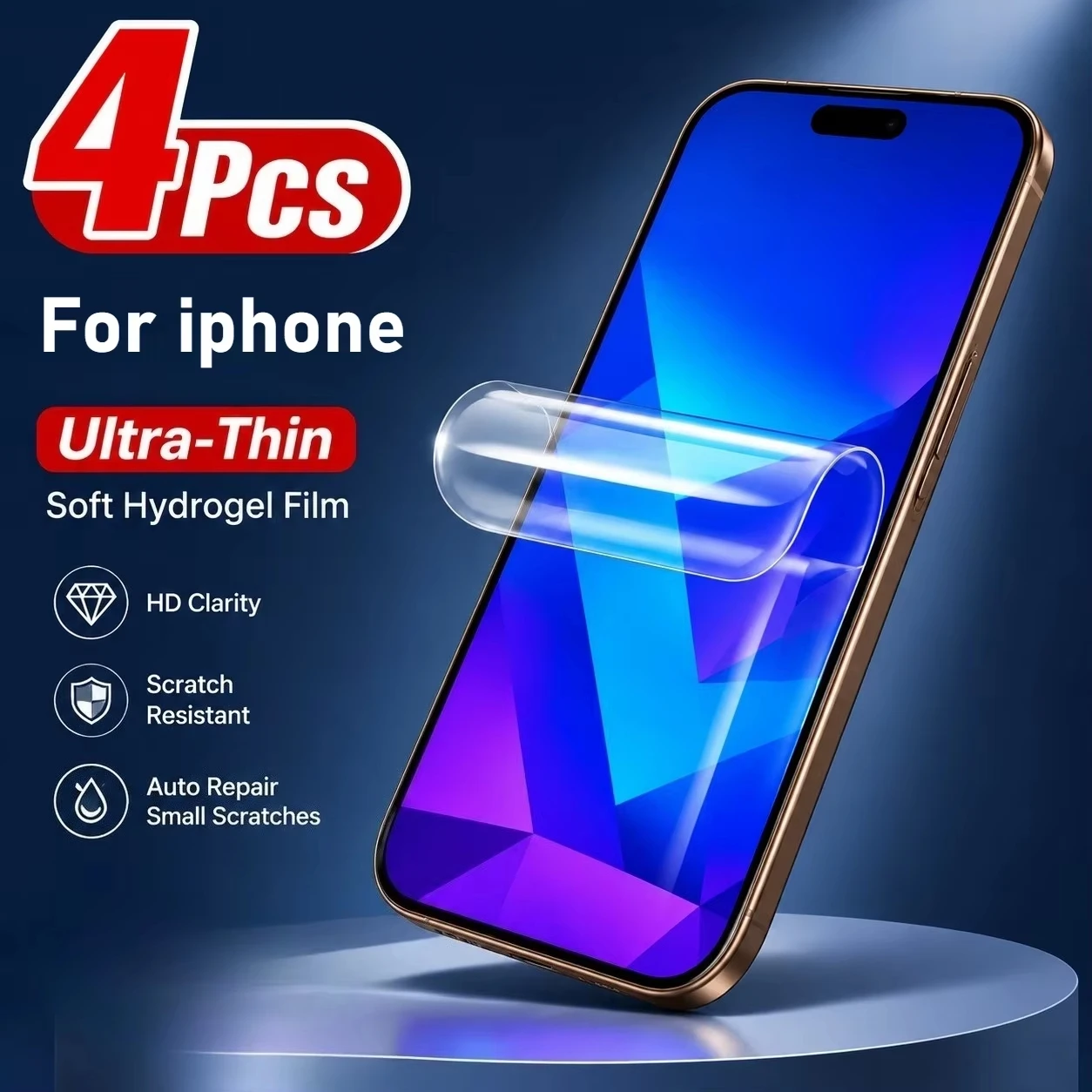 1-4Pcs Hydrogel Film For iPhone 18 17 16 15 Pro Max Soft Screen Protector For iPhone 14 Plus 13 12 11 XR XS 7 8 HD Anti-Scratch
